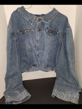 Thalia Sodi Jean Blue Denim Cropped Jean Jacket Size 3x